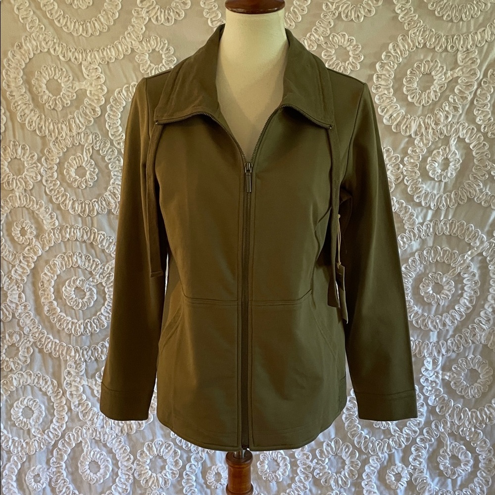 Escape by Habitat ocean front Terry chill Olive Green Zip-Up Jacket
